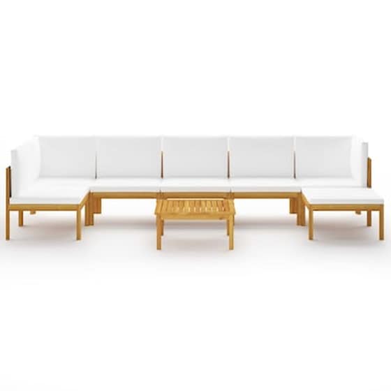 Σαλόνι Κήπου Vidaxl 8 Τμχ Από Κρεμ Μασίφ Ξύλο Ακακίας Με Μαξιλάρια image 3