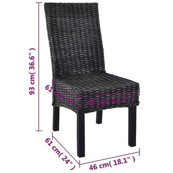 Καρέκλες Τραπεζαρίας Vidaxl Ρατάν Kubu και Ξύλο Μάνγκο 6 Τμχ - Μαύρες image 7