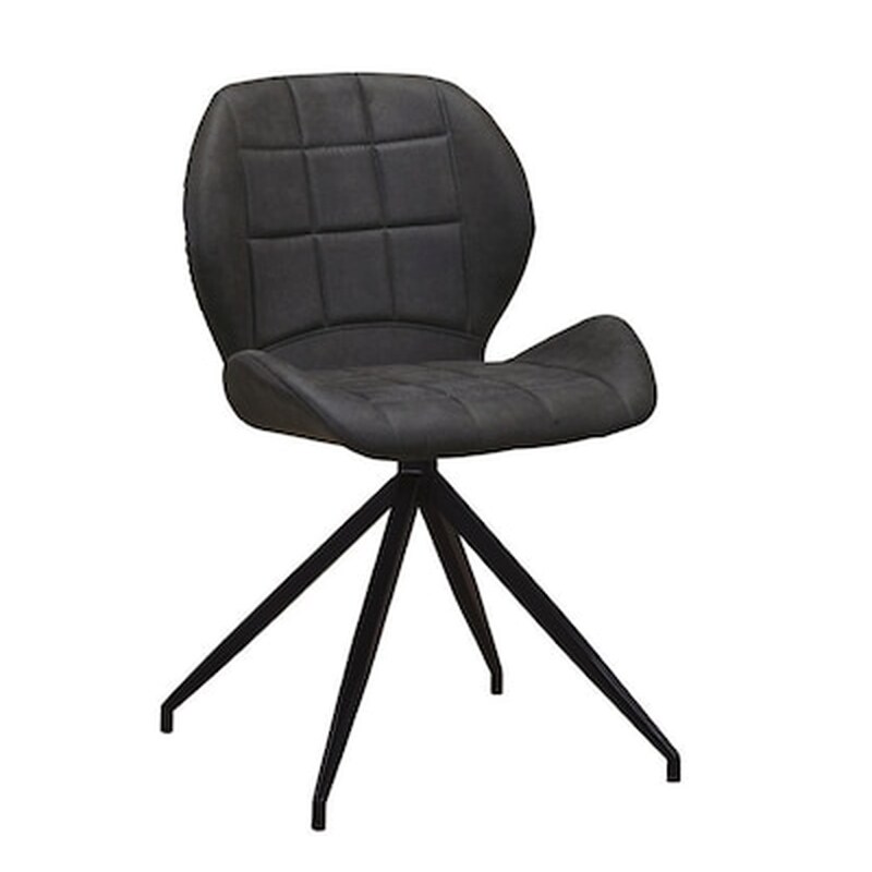 WOODWELL Καρέκλα Μεταλλική Ύφασμα Suede Σετ 2 Τμχ - Ανθρακι