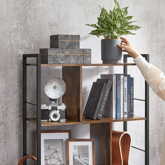 Ραφιέρα Vasagle Lbc121b01 από Μοριοσανίδα/Μέταλλο 74x30x150cm - Καφέ/Μαύρο image 2