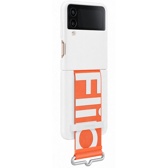 Θήκη Σιλικόνης Samsung Galaxy Z Flip 4 με Strap - Λευκό image 1