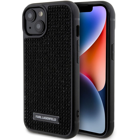 Θήκη Apple iPhone 15 - Karl Lagerfeld Rhinestones Metal Plate Logo Collection - Black image 3