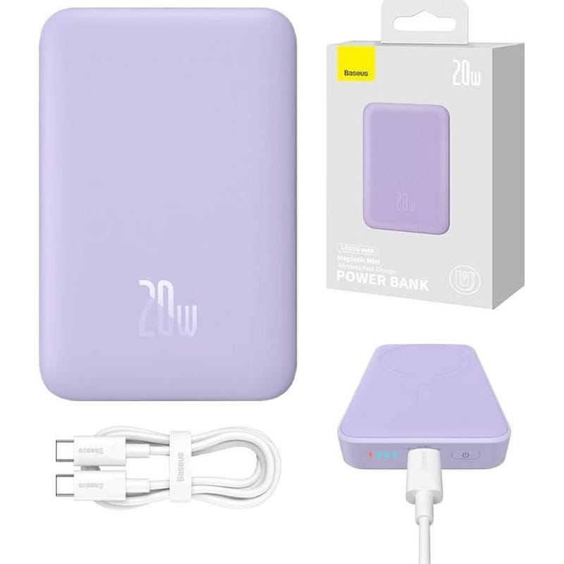 Powerbank Baseus με Magsafe 10000mAh 20W - Μωβ φωτογραφία