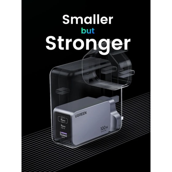 Φορτιστής Πρίζας Ugreen Nexode Pro X656  με USB-A/2x USB-C 100W - Grey (UK) image 1