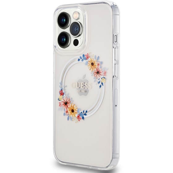 Θήκη Apple iPhone 13 Pro - Guess Flowers Wreath Collection Magsafe Hard Case - Διάφανο image 4