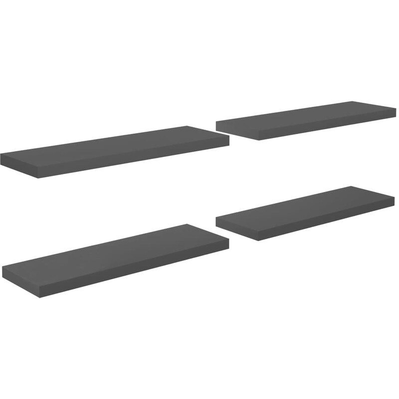 Ράφια Τοίχου VidaXLαπό MDF 80x23.5x3.8 cm 4 Τμχ - Γκρι VIDAXL