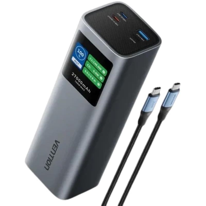 Powerbank Vention FKGH0 με ενσωματωμένο καλώδιο USB-C 27.000mAh 200W - Gray