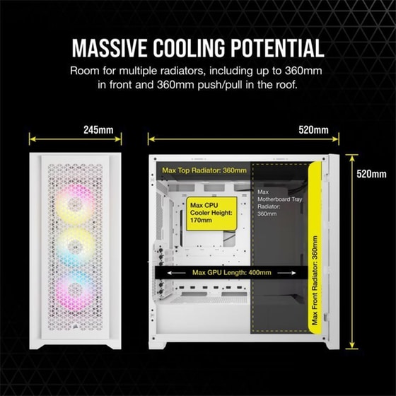Corsair Mid Tower Atx Case 5000d Rgb Windowed Airflow Tempered Glass - White - Cc-9011243-ww image 6