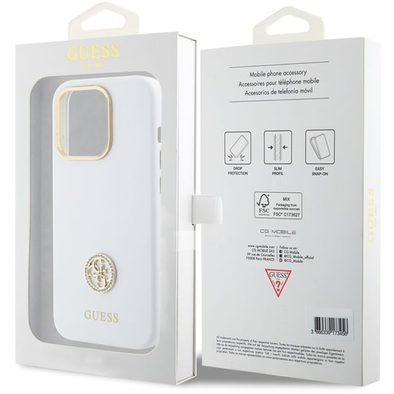 Guess Quot;4g Strass Logo Collection Quot; Case Θήκη Προστασίας Από Σιλικόνη – Iphone 15 Pro (white – Guhcp15lm4dgph) image 7