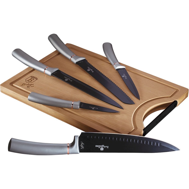 BERLINGER HAUS Σετ Μαχαίρια Berlinger Haus Moonlight Edition από Ανοξείδωτο Ατσάλι με Επιφάνεια Κοπής από Μπαμπού 5 Τμχ