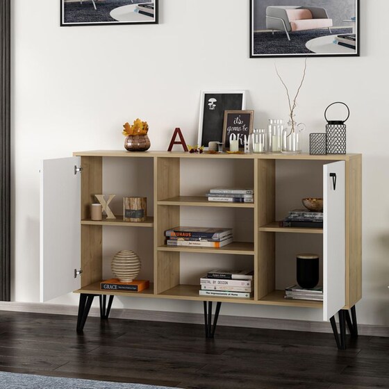 Μπουφές 24Mall Tono Sapphire από Μοριοσανίδα 140x40x96 cm - Καφέ/Λευκός image 3