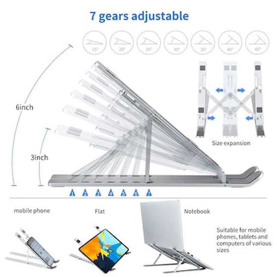 Πτυσσόμενη Βάση Αλουμινίου Για Laptop Και Tablet X2-silver image 1