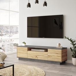 Έπιπλο Τηλεόρασης Libero από Μοριοσανίδα 140x35.5x39.5cm - Καφέ/Γκρι