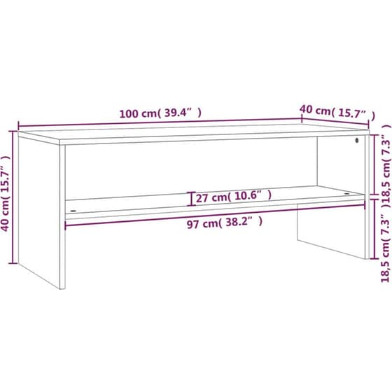 Έπιπλο Τηλεόρασης VidaXL από Μοριοσανίδα 100x40x40cm - Λευκό image 6