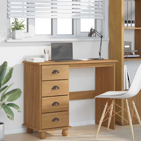 Γραφείο Γραφής VidaXL Askim από Μασίφ Ξύλο Πεύκου 95x40x75 cm - Καφέ image 3