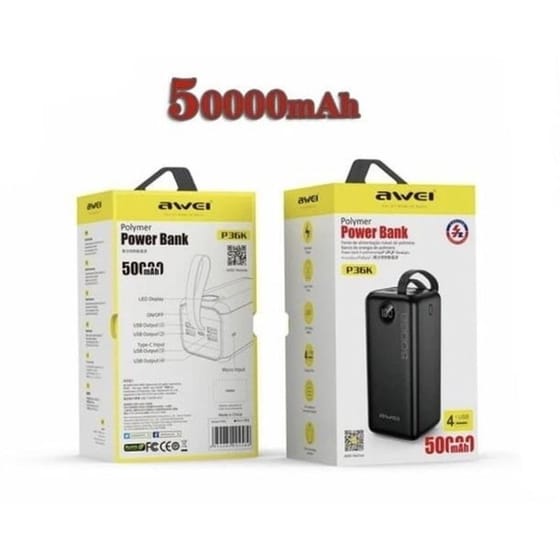 Powerbank Awei P36K 50.000 mAh - Μαύρο image 1