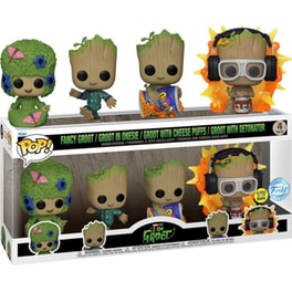Funko Pop! Marvel - I Am Groot - Fancy Groot, Groot In Onesie, Groot With Cheese Puffs, Groot With Detonator 4-Pack