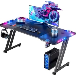 Γραφείο Gaming Lamtech RGB από Carbon Fiber 140x60x75cm - Μαύρο