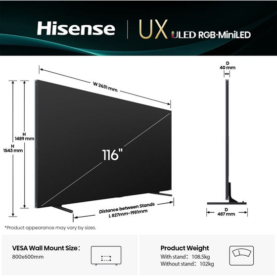 Hisense Mini-LED 116" 4K Smart Τηλεόραση 116UXQ image 1