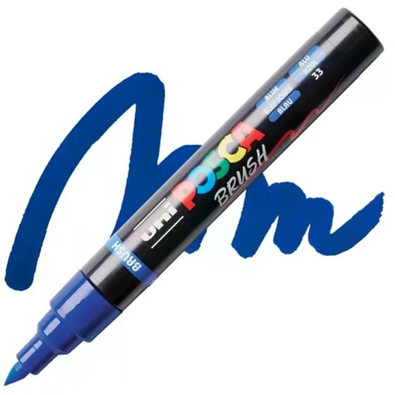 Μαρκαδόρος Brush Uni Posca Μεσαίο Πινέλο Μπλε image 2