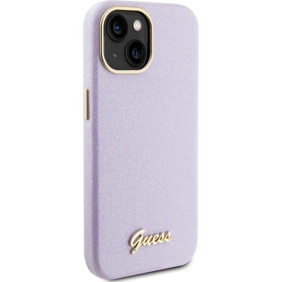 Guess Glitter Full Wrapped Glossy Case With Vintage Script Logo Θήκη Προστασίας Από Σιλικόνη – Iphone 15 (glitter Lilac –  Guhcp15spgmcsl) image 1
