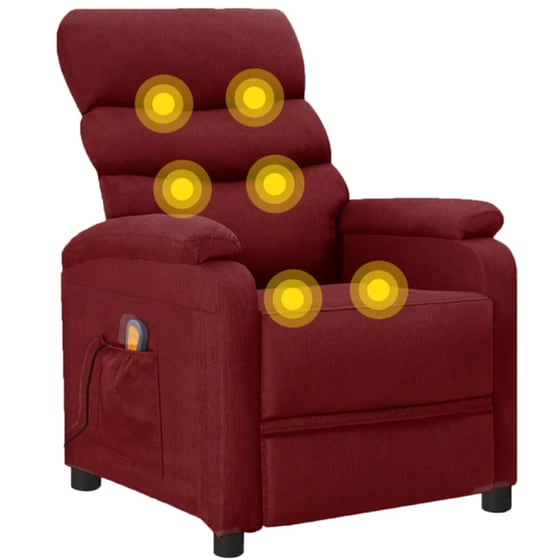 Πολυθρόνα Μασάζ VidaXL από Ύφασμα - Κόκκινη image 7