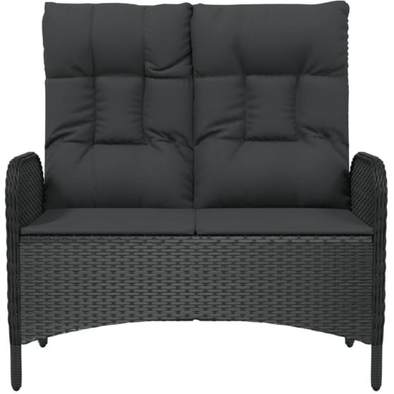 Παγκάκι Κήπου VidaXL με Μαξιλάρια από Συνθετικό Ρατάν 107x62.5x109 cm -  Μαύρο image 3