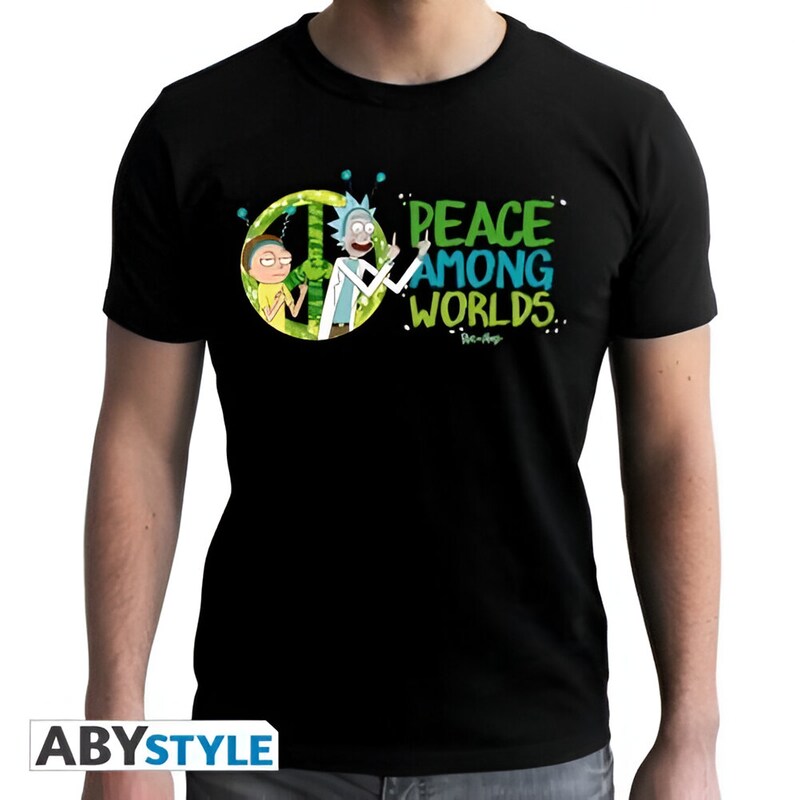 ABYSTYLE T-shirt Abystyle Rick And Morty Peace Among Worlds - Μαύρο