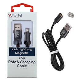 Καλώδιο δεδομένων Volte-tel Vcd08 Magnetic Braided Lightning 2.4A 1m - Black