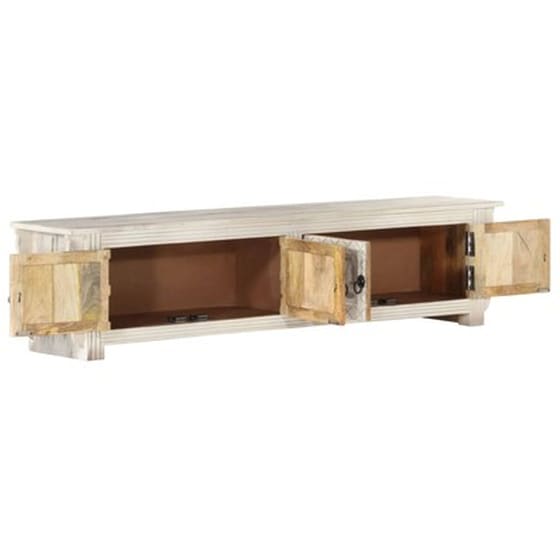 Έπιπλο Τηλεόρασης Vidaxl Μασίφ Ξύλο Μάνγκο 140x30x35 cm - Λευκό image 3