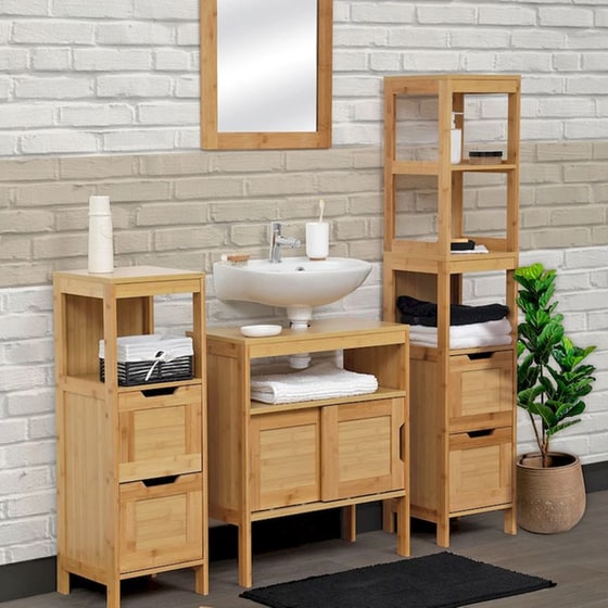 Ντουλάπι Μπάνιου Νιπτήρα Spitishop T-d Mahe 9900195 από MDF/Bamboo 60x30x70cm - Καφέ image 2