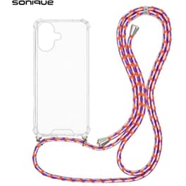 Θήκη Apple iPhone 16 - Sonique Armor Clear Θήκη Σιλικόνης με Κορδόνι - Κοραλλί