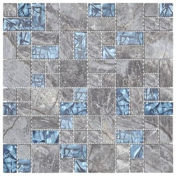 Μωσαϊκά Πλακάκια Vidaxl Γυάλινα 22 Τμχ 30x30 cm - Γκρι / Μπλε image 3