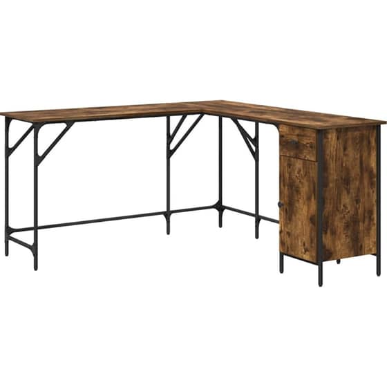 Γραφείο VidaXL από Επεξεργασμένο Ξύλο 141x141x75 cm - Καπνιστή Δρυς image 0