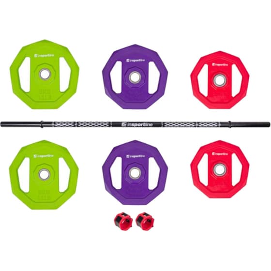 Body Pump Μπάρα InSPORTline Pumpino INS-21699 140cm 19kg Κούφια από Ατσάλι με 6 Δίσκους Βαρών και Κολάρα image 2