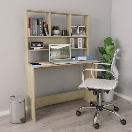 Γραφείο VidaXL με Ράφια από Μοριοσανίδα 110x45x157 cm - Sonoma Δρυς image 2