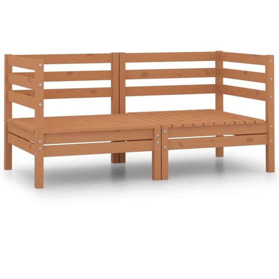 Διθέσιος Καναπές Κήπου VidaXL από Μασίφ Ξύλο Πεύκου 63.5x63.5x62.5 cm - Καφέ Μελί image 0