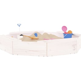 VidaXL Αμμοδόχος με Καθίσματα Οκτάγωνη 111x111x20cm Ξύλινη - Λευκό