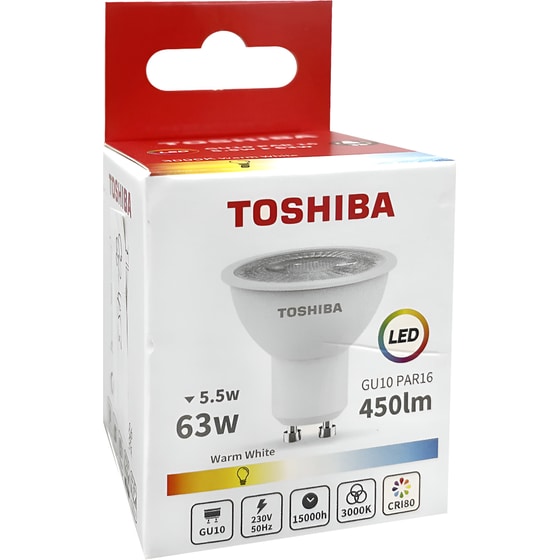 Λάμπα LED Toshiba GU10 5.5W 3000K - Θερμό Λευκό image 1
