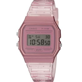 Casio Digital Translucent F91WS-4 Ρολόι Μπαταρίας με Ροζ Πλαστικό Λουράκι