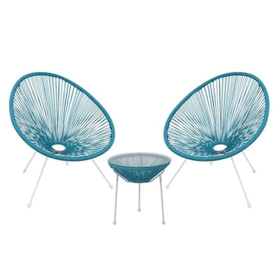 Acapulco Set 24Mall με Τραπέζι και 2 Πολυθρόνες από Άσπρο Μέταλλο και Πλαστικό Rattan Μπλε - 3 Τμχ image 0