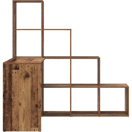 Γωνιακό Γραφείο VidaXL με Ράφι 101,5x149,5x149,5 cm - Παλιό Ξύλο image 4