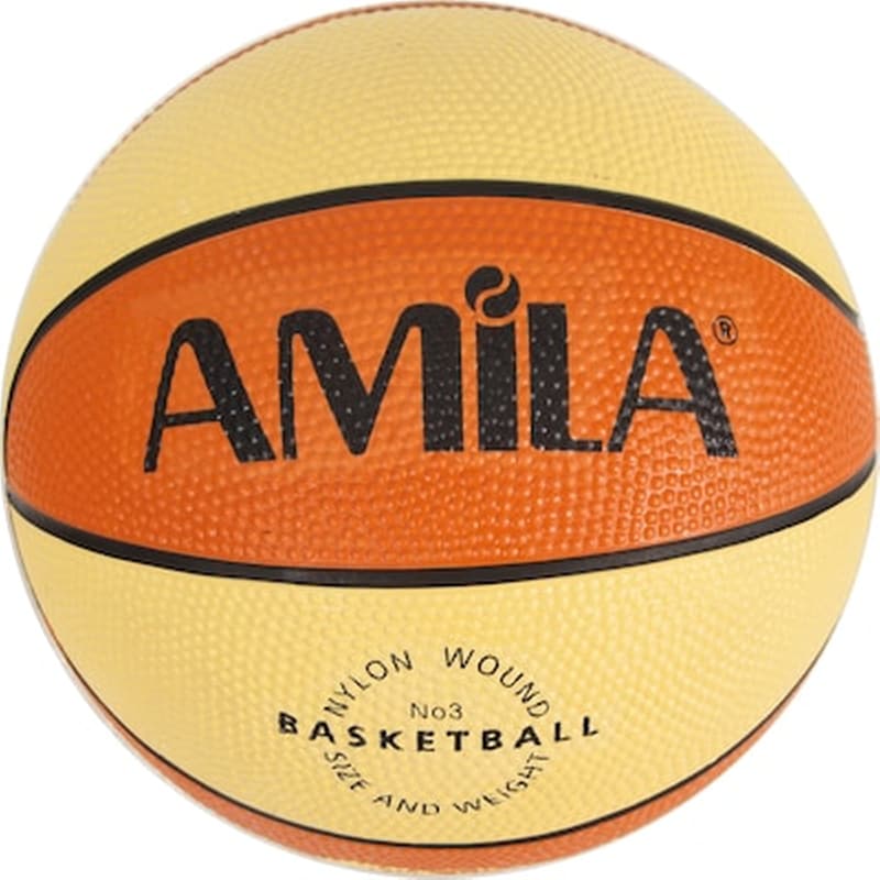 AMILA Μπάλα Μπάσκετ Amila Rubber No3 - Μπεζ/Πορτοκαλί