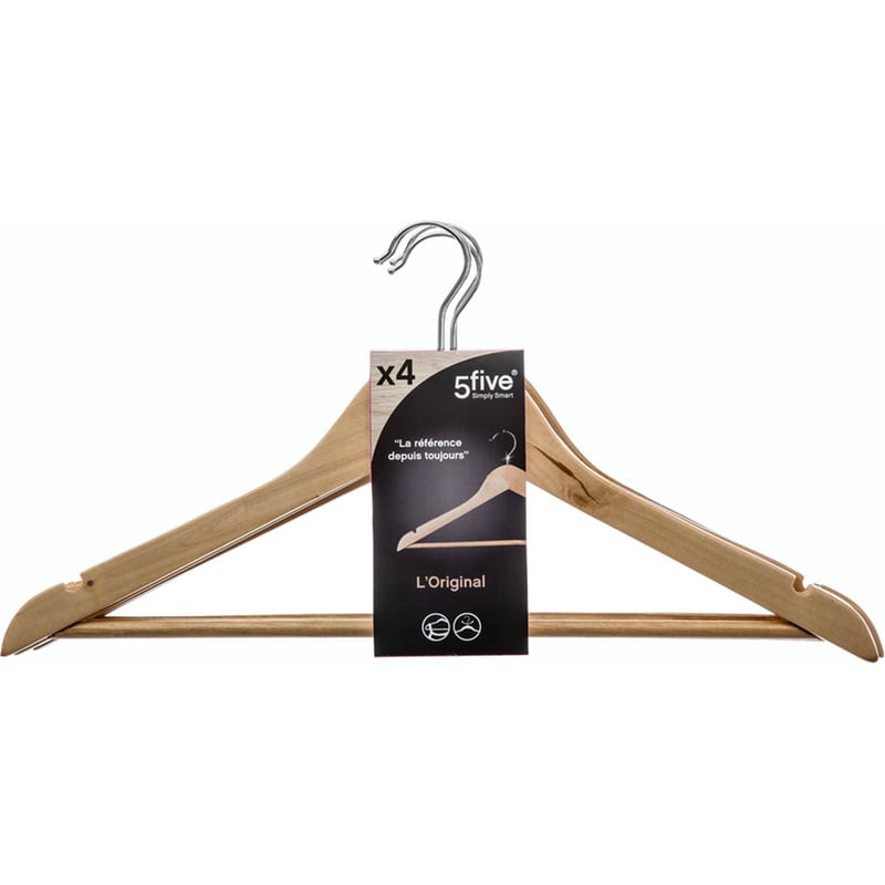 SPITISHOP Κρεμάστρες Ρούχων Spitishop Ξύλινες 4Τμχ - Μπεζ