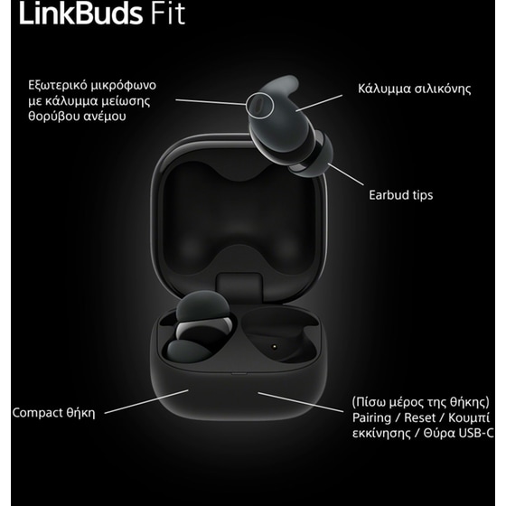 Ακουστικά Bluetooth Sony LinkBuds Fit Truly Wireless Noise Cancelling Bluetooth Earbuds - Black image 10