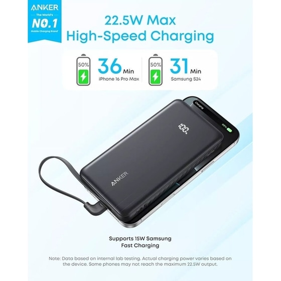 Anker Zolo Power Bank 10000mAh 22.5W με Θύρα USB-A και Θύρα USB-C Power Delivery / Quick Charge - Μαύρο image 5