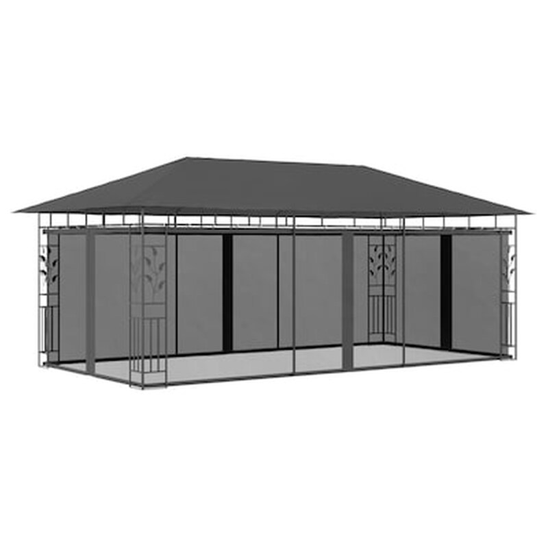 Κιόσκι Vidaxl Aτσάλι με Δίχτυ 6x3x2.73m - Ανθρακί