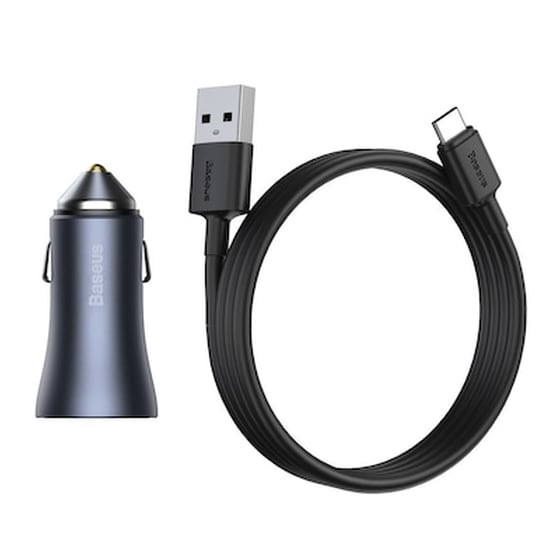 Φορτιστής Αυτοκινήτου Baseus Contactor Pro Usb+usb-c Με Καλώδιο - Γκρί image 1