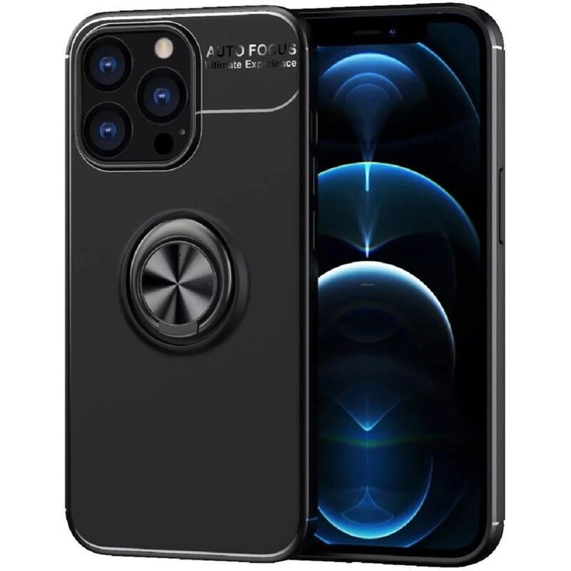 Θήκη Apple iPhone 13 Mini - Ancus Autofocus Shockproof Με Ring Holder - Μαύρο