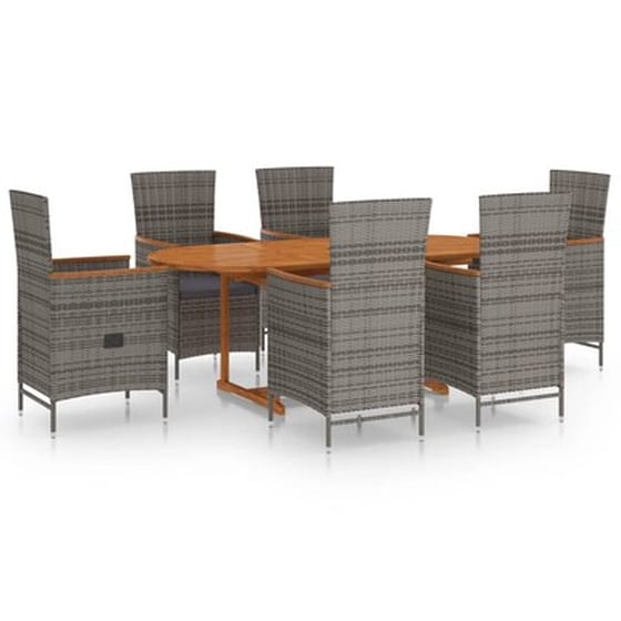 Vidaxl Σετ Τραπεζαρίας Κήπου 7 Τεμαχίων Γκρι Από Συνθετικό Ρατάν image 0